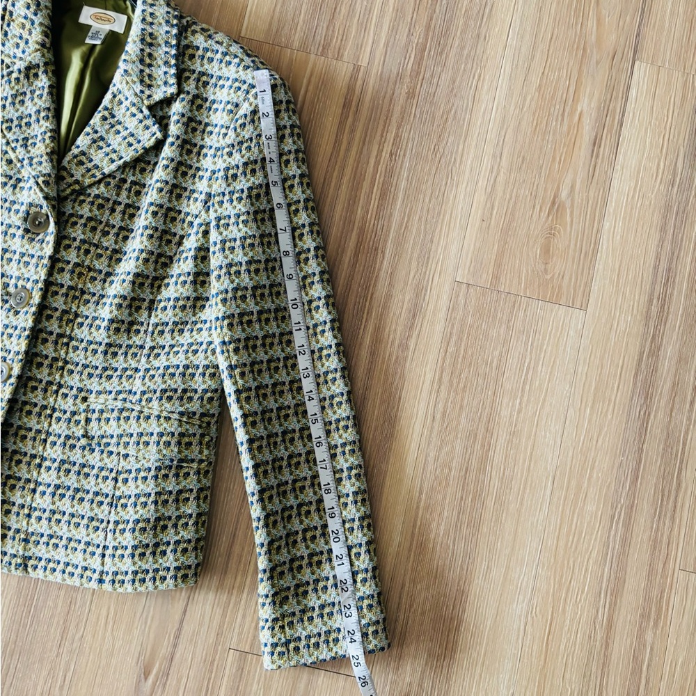 VTG Talbots Blazer Green Tweed Wool Blend Womens 10 Office Academia Preppy USA - Picture 9 of 11